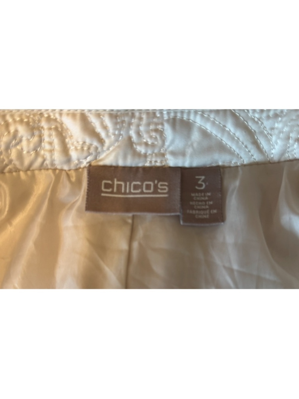 Chico's Cream Quilted Snap-Front Jacket - Picture 3 of 5